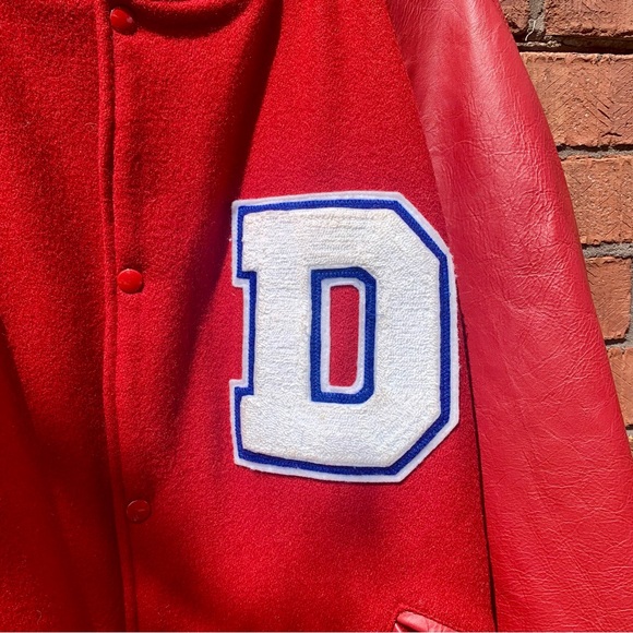 Butwin Varsity letterman Wool/leather Made In USA 3XL Red/white/blue “D” Jacket - Picture 2 of 6